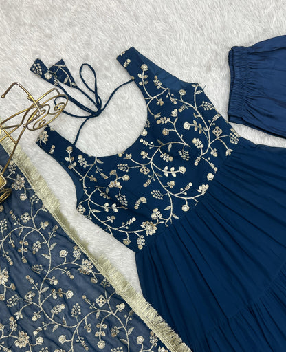 Tealblue Heavy Pure Soft Fox Georgette 3pc Kurta Set