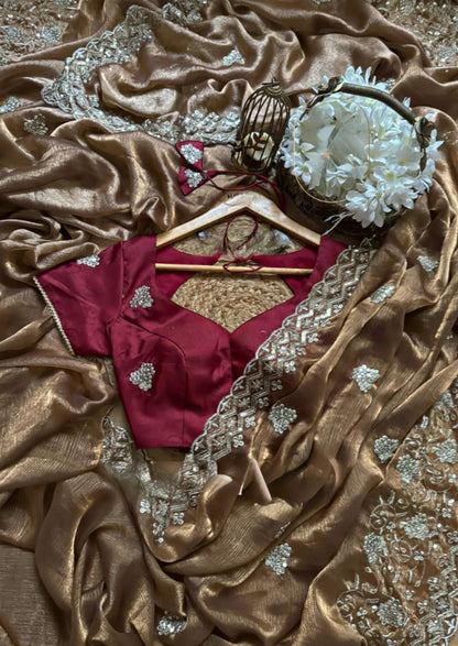 Green Burberry Silk Thread with Sequin Work Saree