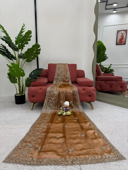 Green Burberry Silk Thread with Sequin Work Saree