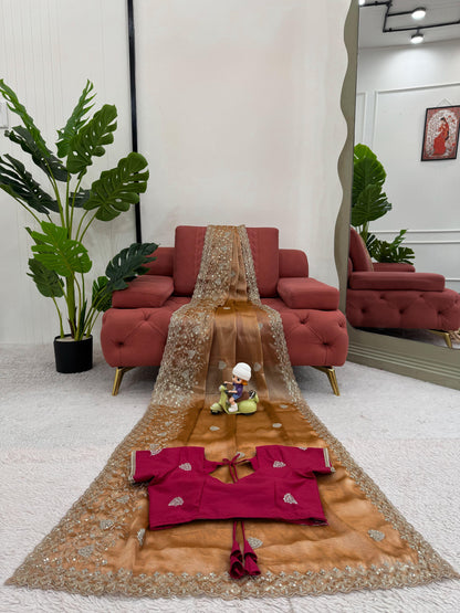 Green Burberry Silk Thread with Sequin Work Saree