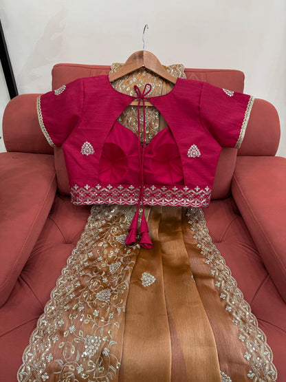 Green Burberry Silk Thread with Sequin Work Saree