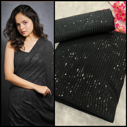 Heavy Georgette 3MM Sequins Embroidery Work Saree
