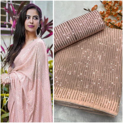 Heavy Georgette 3MM Sequins Embroidery Work Saree