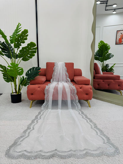 White Heavy Organza Silk With Sequins Work Saree