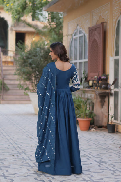 Rama Color Star Georgette With Sequins Work Gown With Dupttta