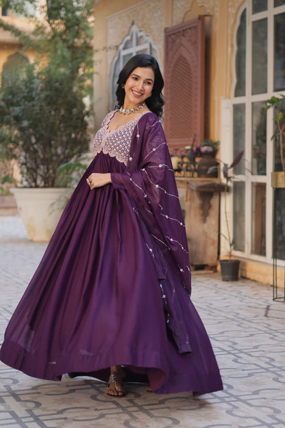 Rama Color Star Georgette With Sequins Work Gown With Dupttta