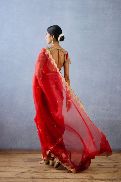 Gorgeous Red Heavy Organza Silk Saree