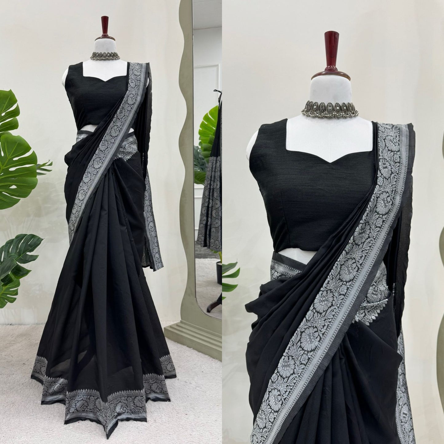 Gorgeous Black Kota Silk Jacquard Work Saree