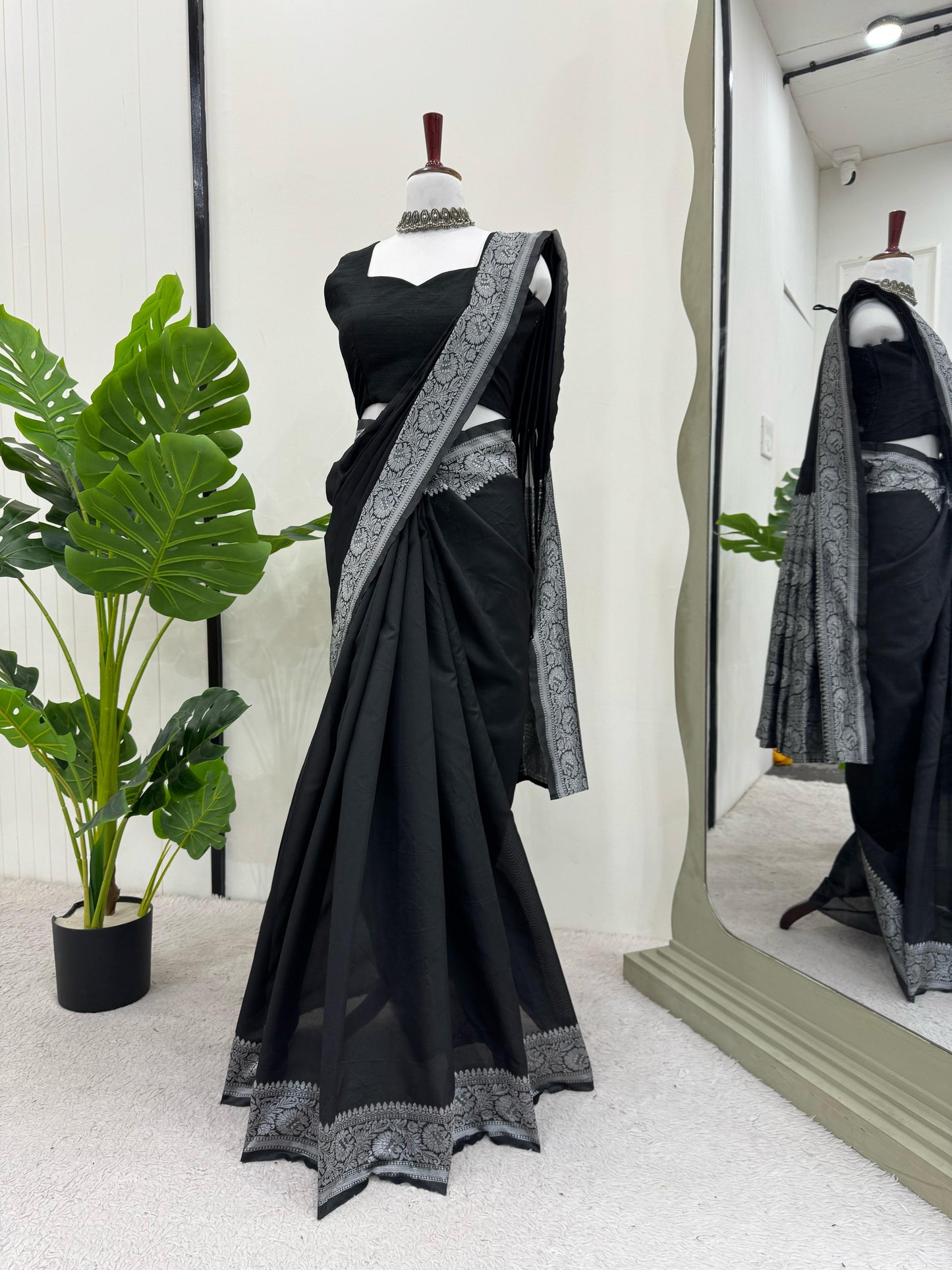 Gorgeous Black Kota Silk Jacquard Work Saree