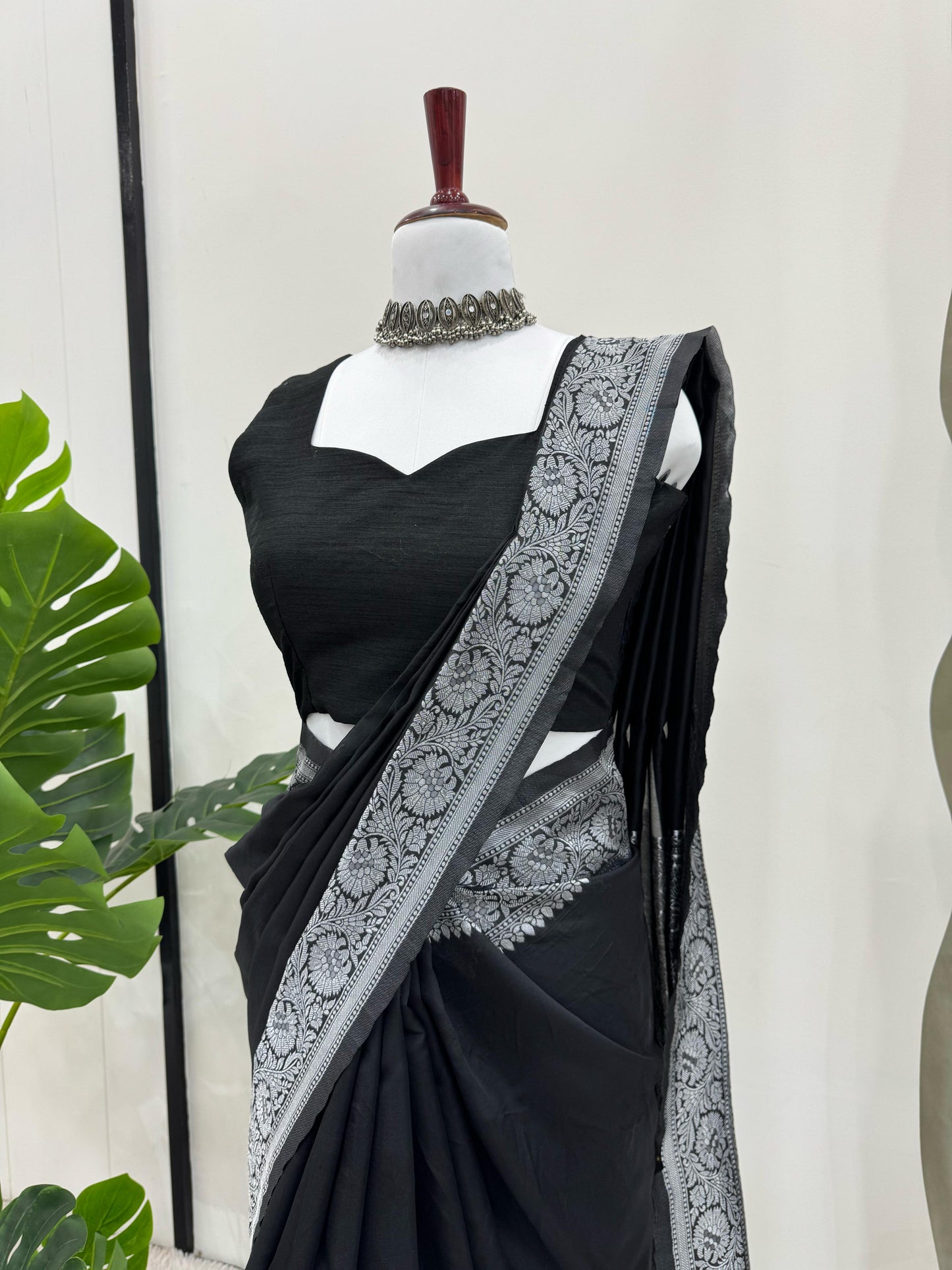 Gorgeous Black Kota Silk Jacquard Work Saree