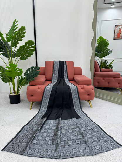 Gorgeous Black Kota Silk Jacquard Work Saree