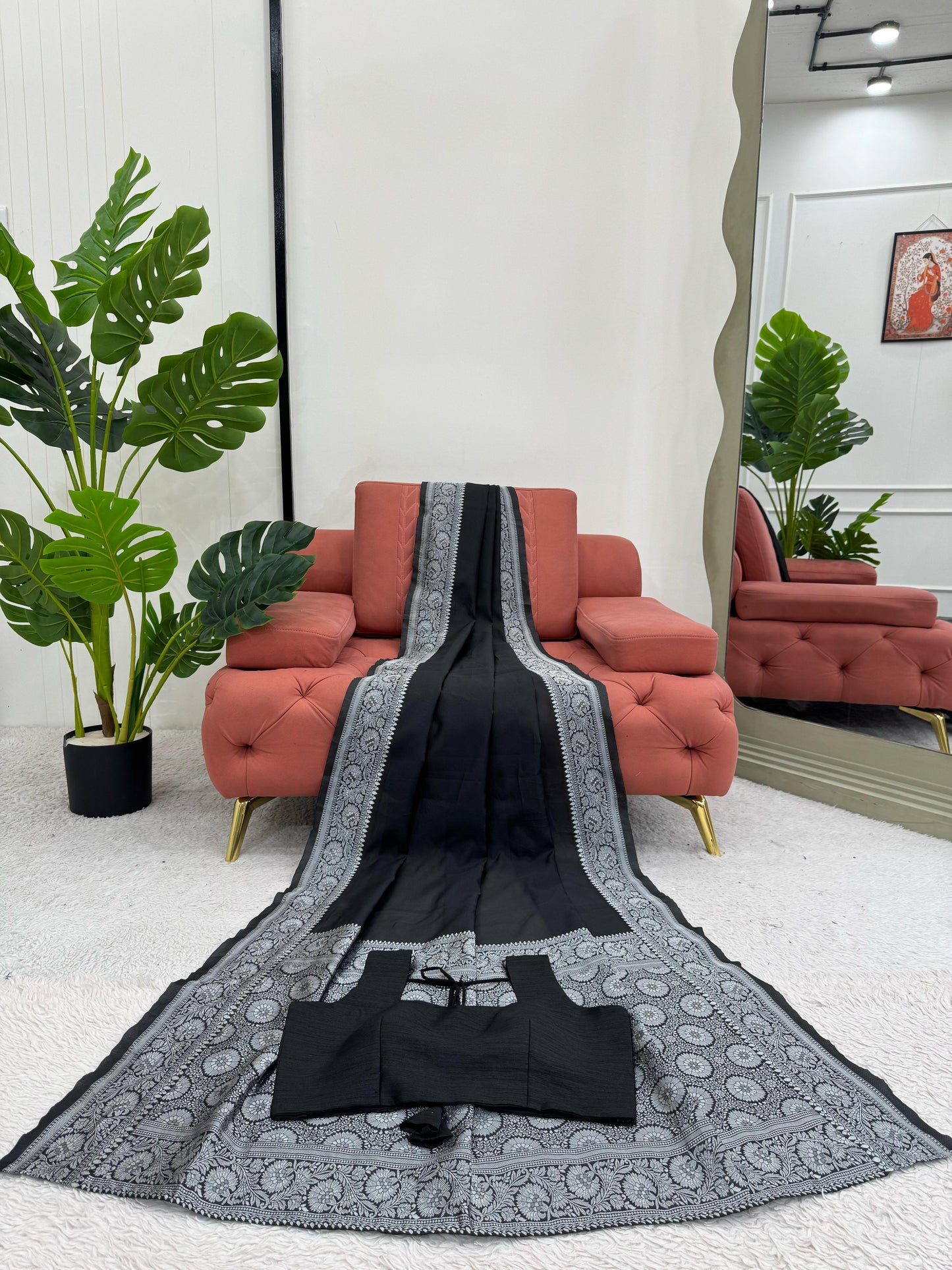 Gorgeous Black Kota Silk Jacquard Work Saree