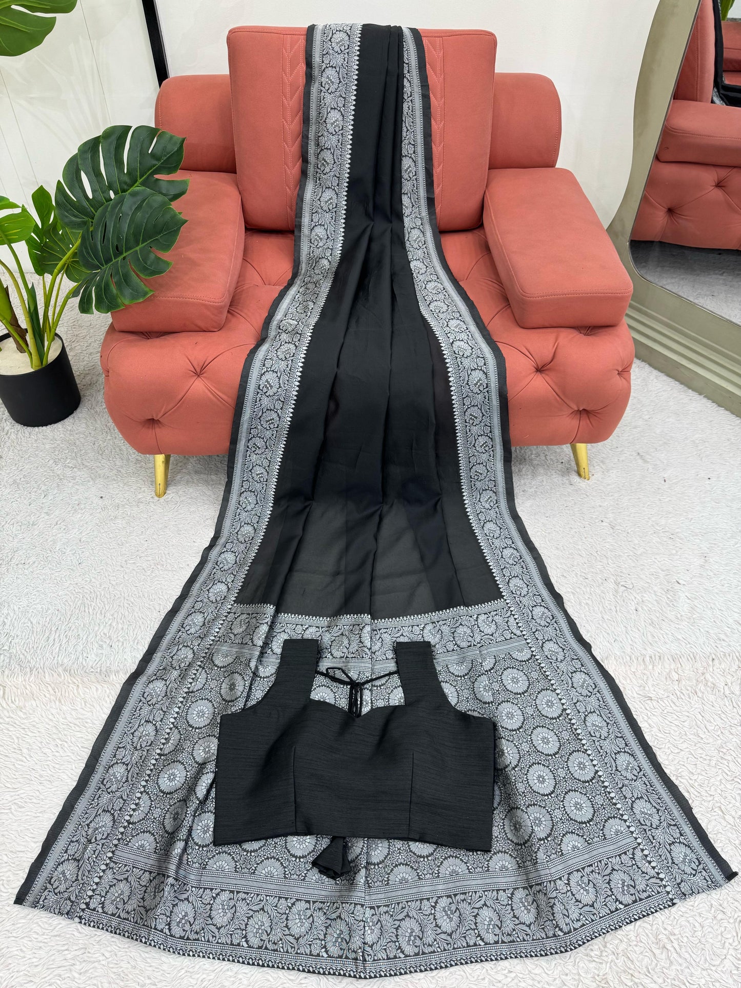 Gorgeous Black Kota Silk Jacquard Work Saree