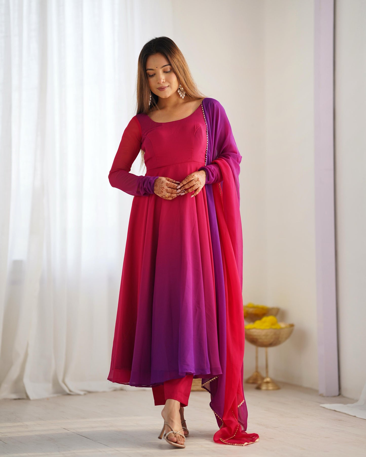 DarkPink Heavy Pure Soft Fox Georgette 3pc Kurta Set