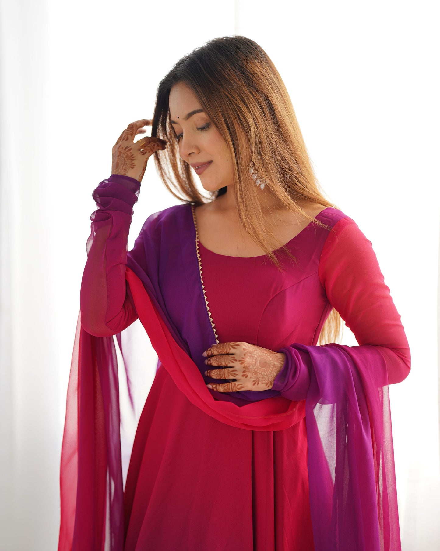 DarkPink Heavy Pure Soft Fox Georgette 3pc Kurta Set