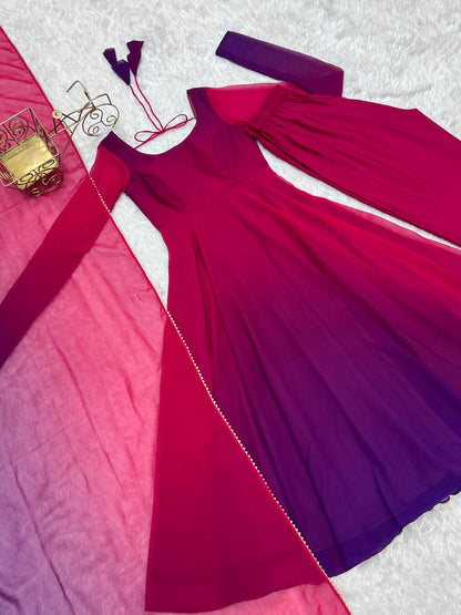 DarkPink Heavy Pure Soft Fox Georgette 3pc Kurta Set