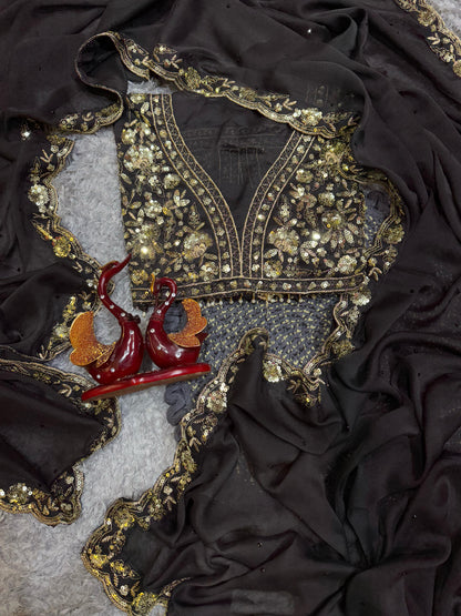 Black Soft Rangoli Silk With  Diamond Work Saree