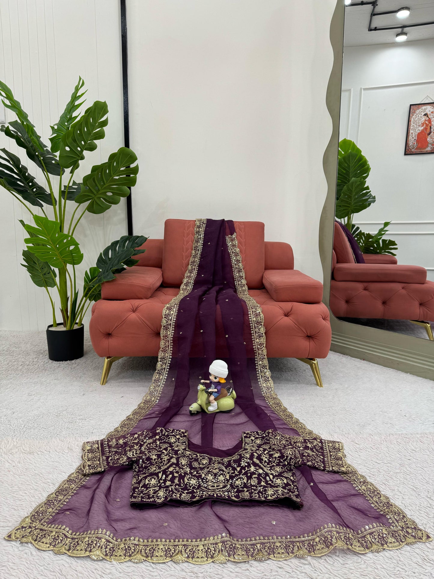 Wine Heavy Organza Silk