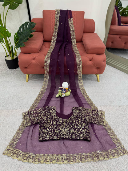 Wine Heavy Organza Silk