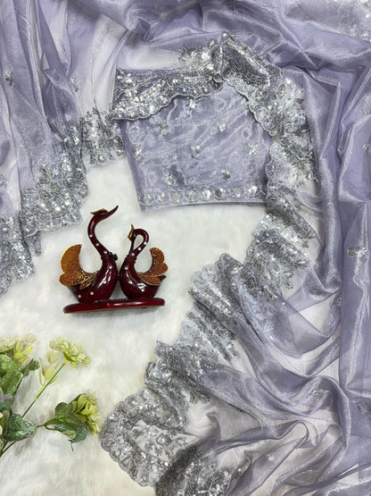 Lavender Soft Twil Net Saree