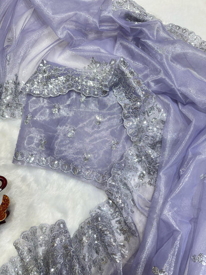Lavender Soft Twil Net Saree