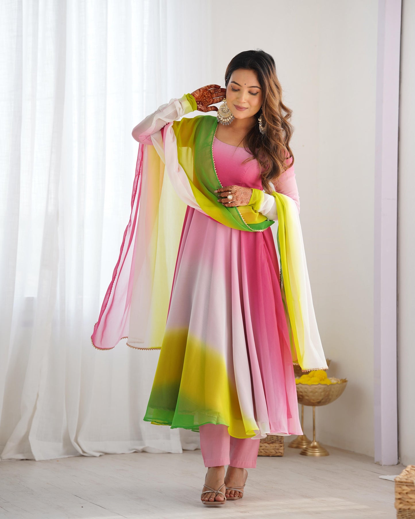 Multicolor Heavy Pure Soft Fox Georgette 3pc Kurta Set