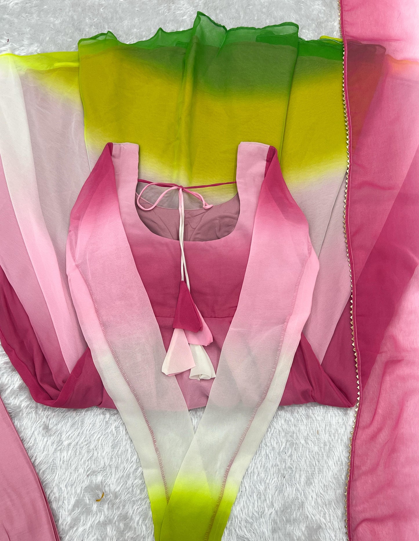 Multicolor Heavy Pure Soft Fox Georgette 3pc Kurta Set