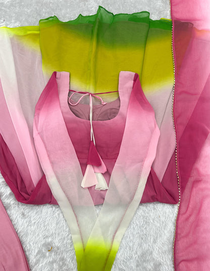 Multicolor Heavy Pure Soft Fox Georgette 3pc Kurta Set