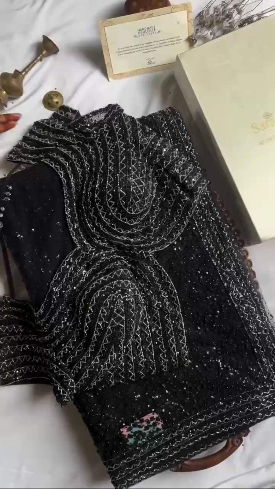 Black Soft Net With Sequence Work Saree