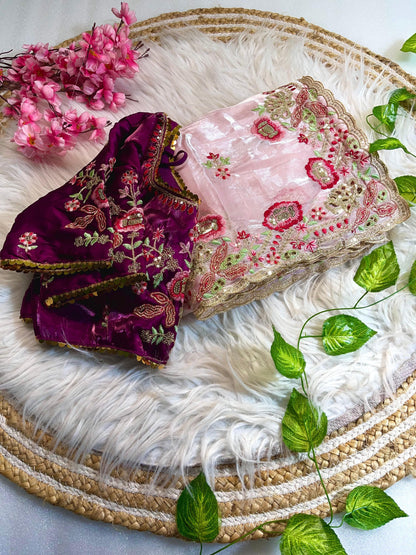 Pure Soft Zimmy Choo Silk With Cutwork Saree