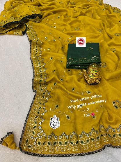 Soft Lightweight Pure Satin Chiffon Saree