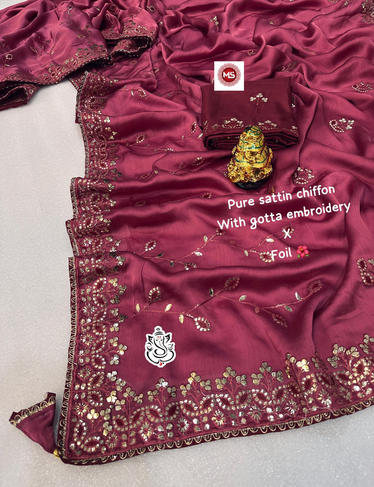 Soft Lightweight Pure Satin Chiffon Saree