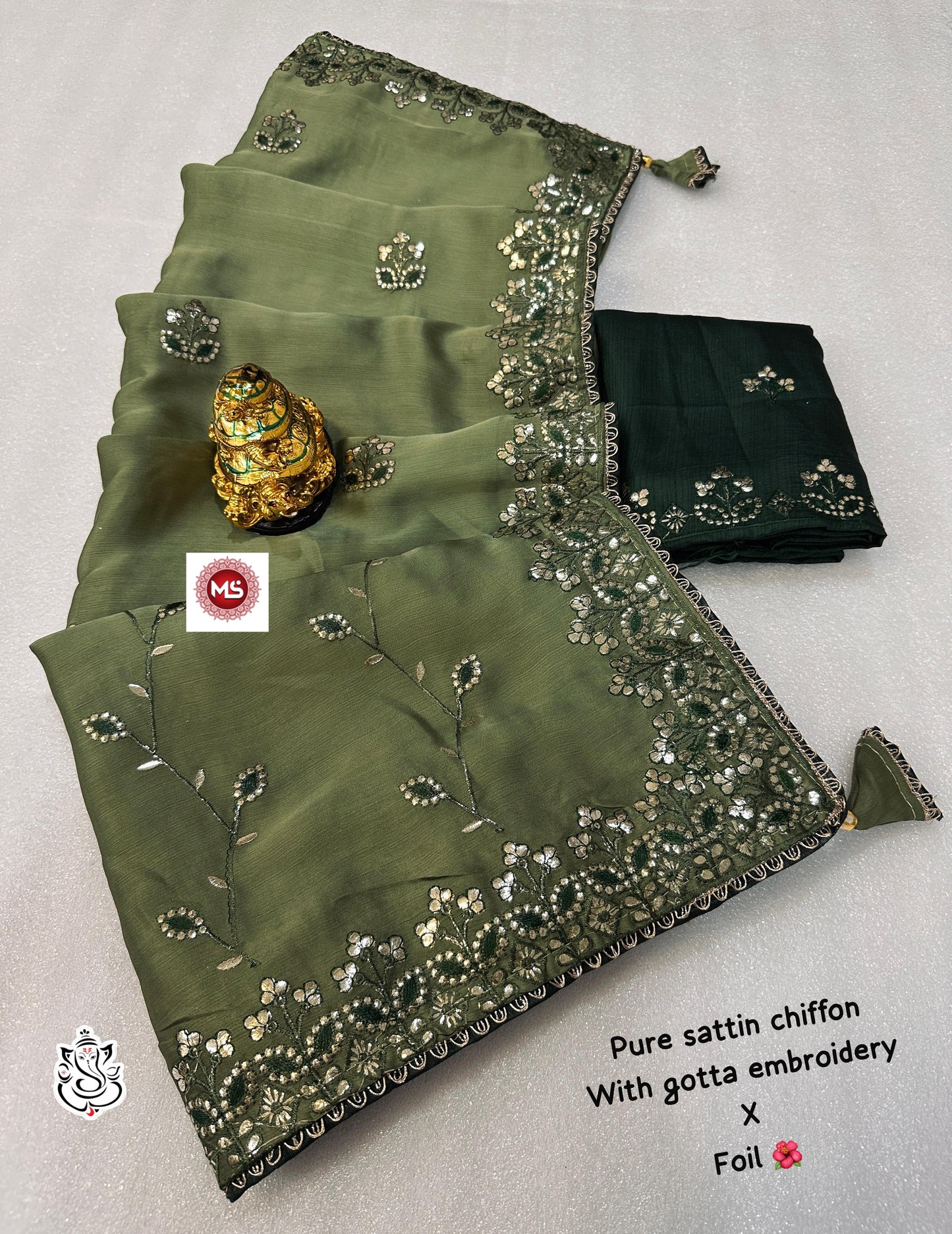 Soft Lightweight Pure Satin Chiffon Saree