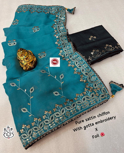 Soft Lightweight Pure Satin Chiffon Saree