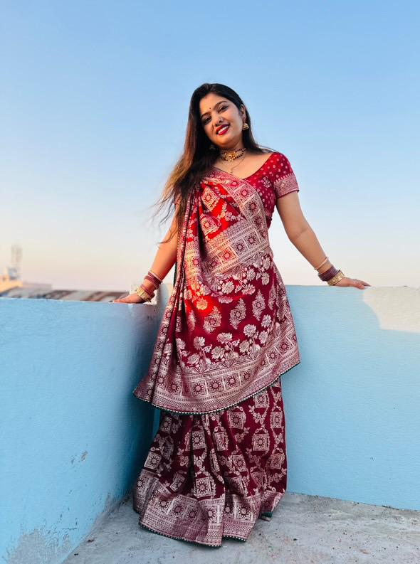 Pure Soft Kolkata Ajrakh Viscose Patola Silk  Saree