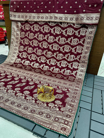 Pure Soft Kolkata Ajrakh Viscose Patola Silk  Saree