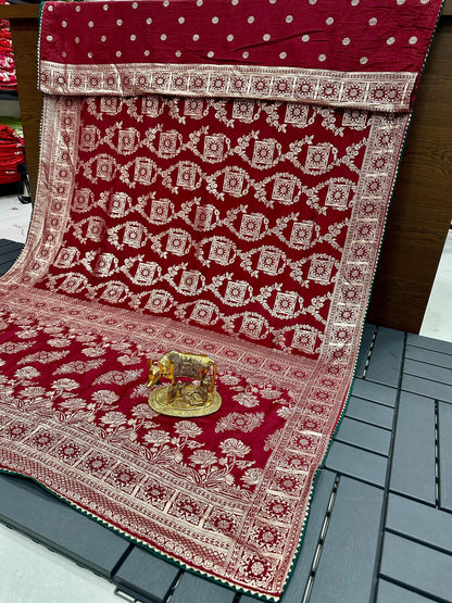 Pure Soft Kolkata Ajrakh Viscose Patola Silk  Saree