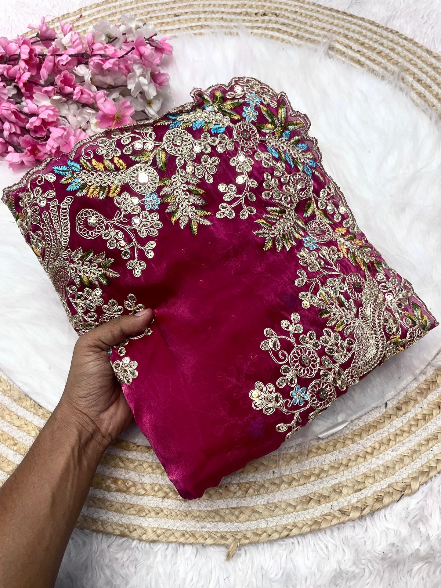 Soft Jimmy Cho Coding & Sequins Work Saree