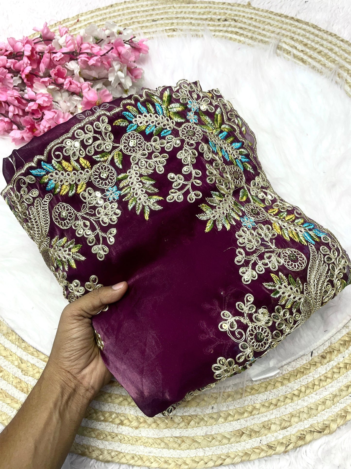 Soft Jimmy Cho Coding & Sequins Work Saree