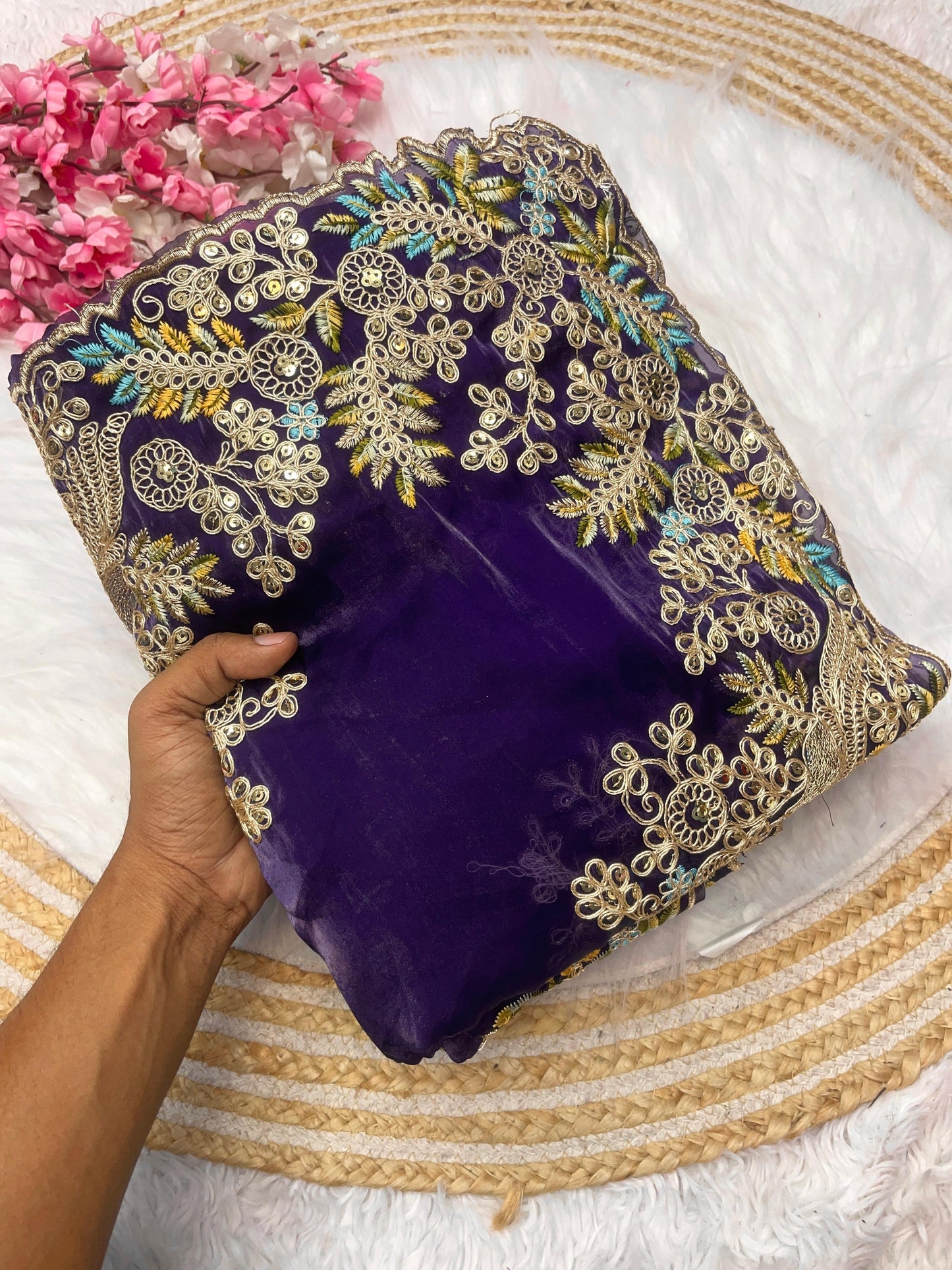 Soft Jimmy Cho Coding & Sequins Work Saree