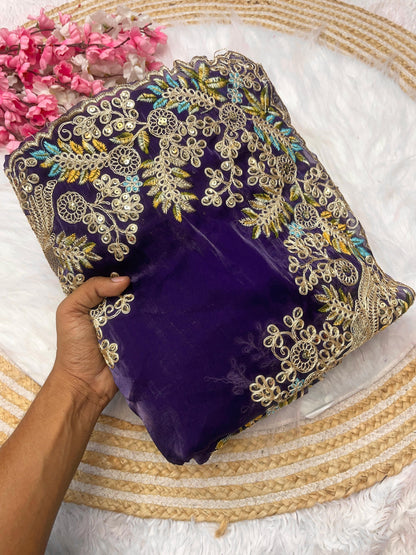 Soft Jimmy Cho Coding & Sequins Work Saree