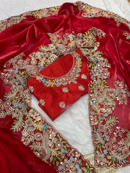 Soft Jimmy Cho Coding & Sequins Work Saree