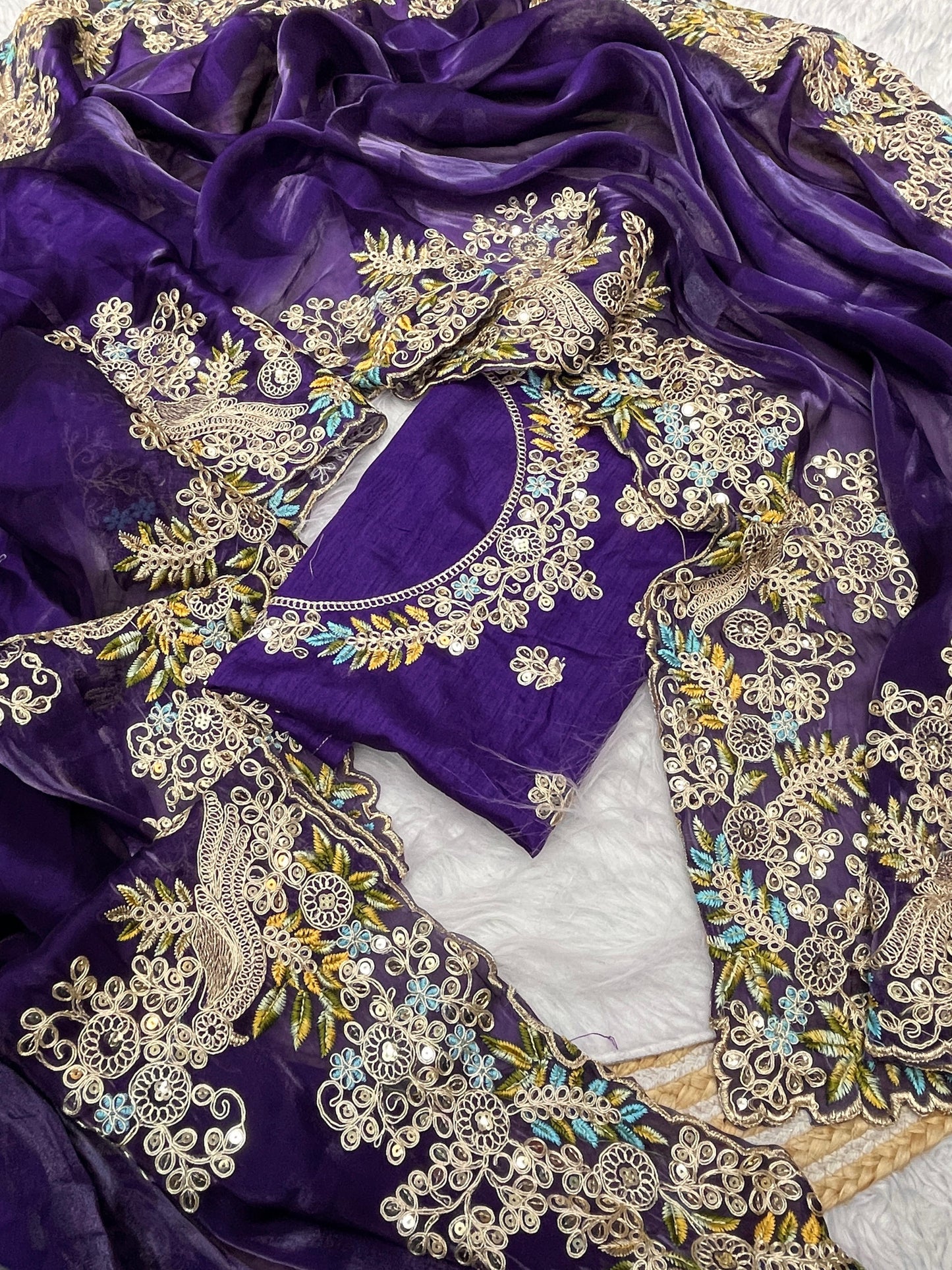 Soft Jimmy Cho Coding & Sequins Work Saree