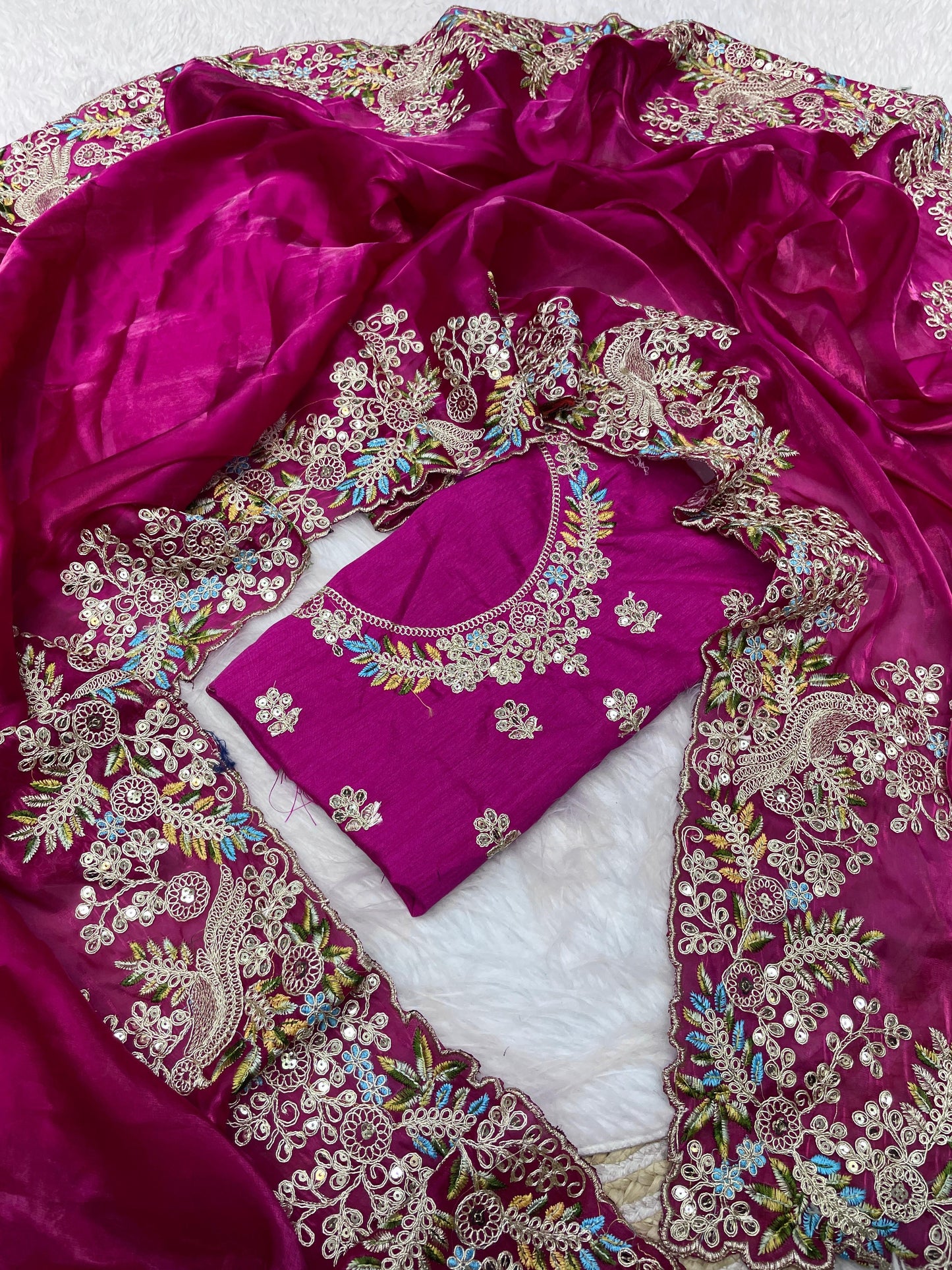 Soft Jimmy Cho Coding & Sequins Work Saree