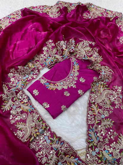 Soft Jimmy Cho Coding & Sequins Work Saree