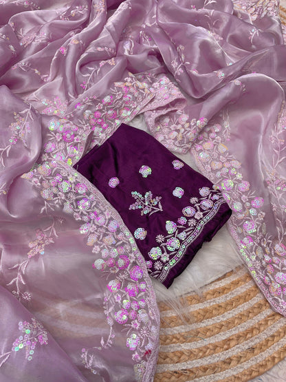 Zimmy Choo Satin With Aarco Border Saree