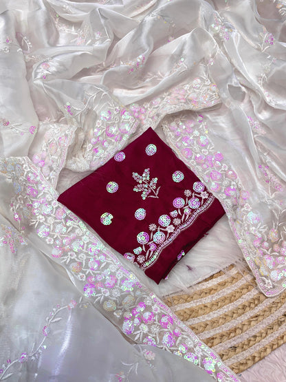 Zimmy Choo Satin With Aarco Border Saree