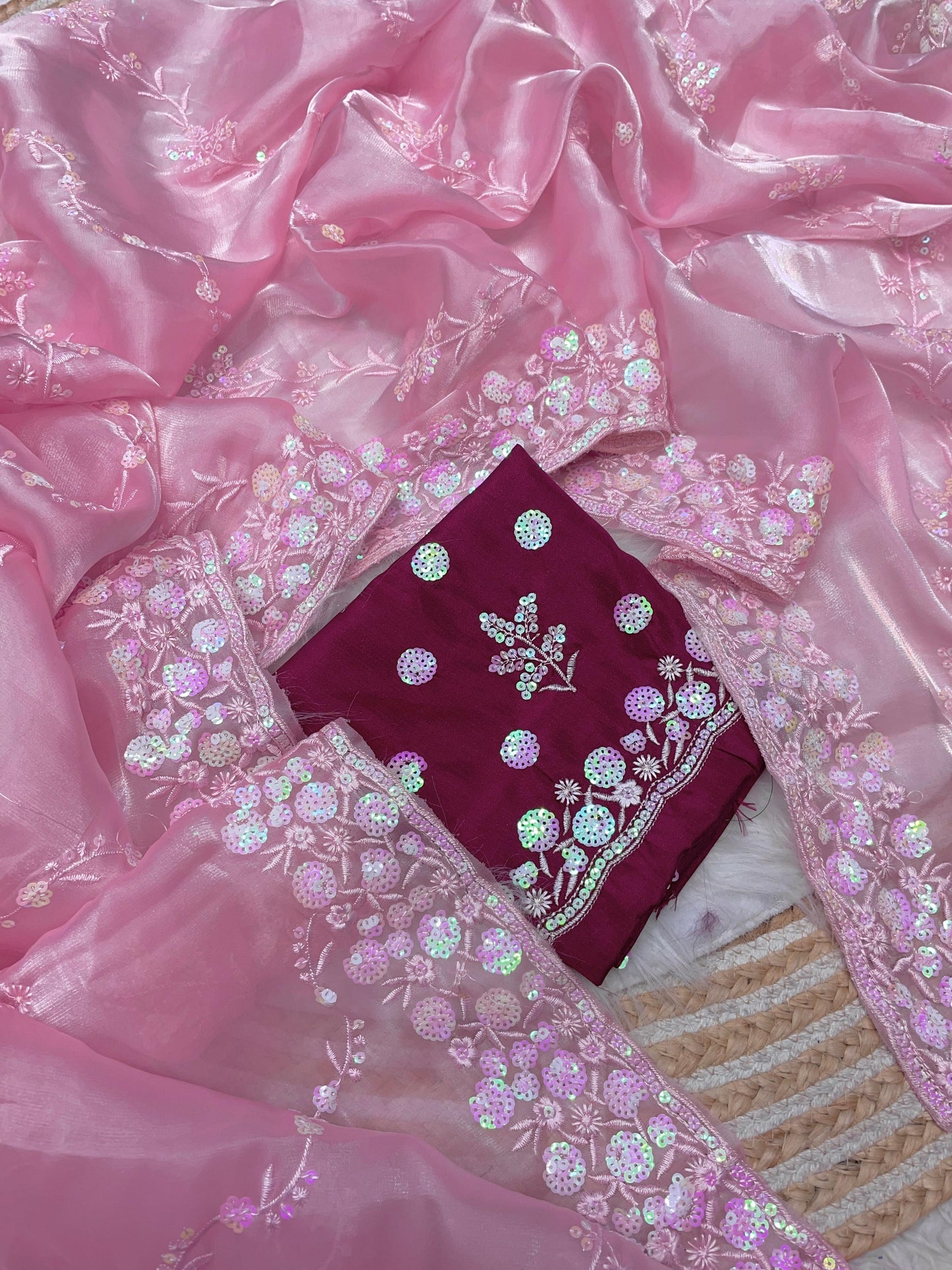 Zimmy Choo Satin With Aarco Border Saree