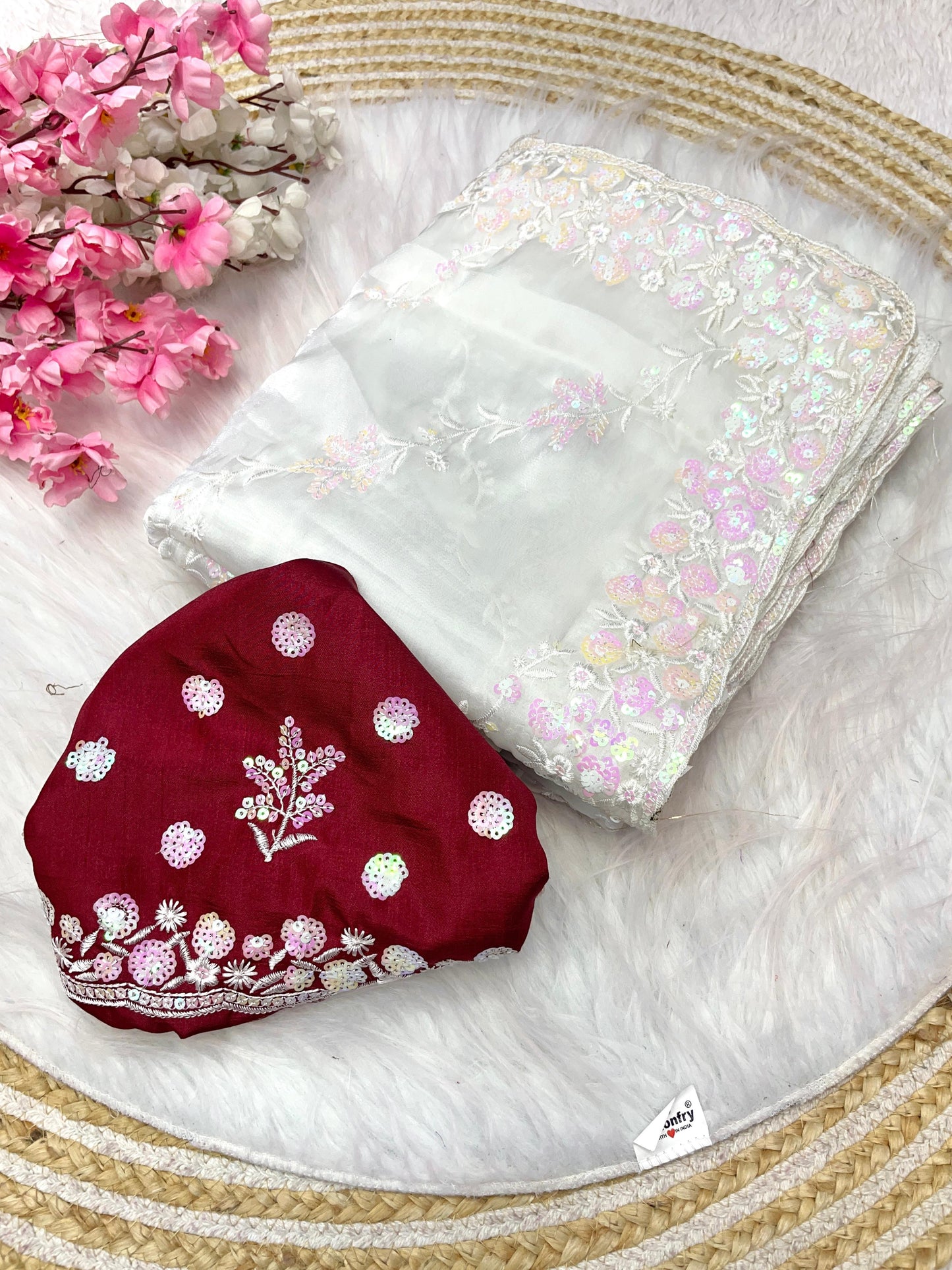 Zimmy Choo Satin With Aarco Border Saree