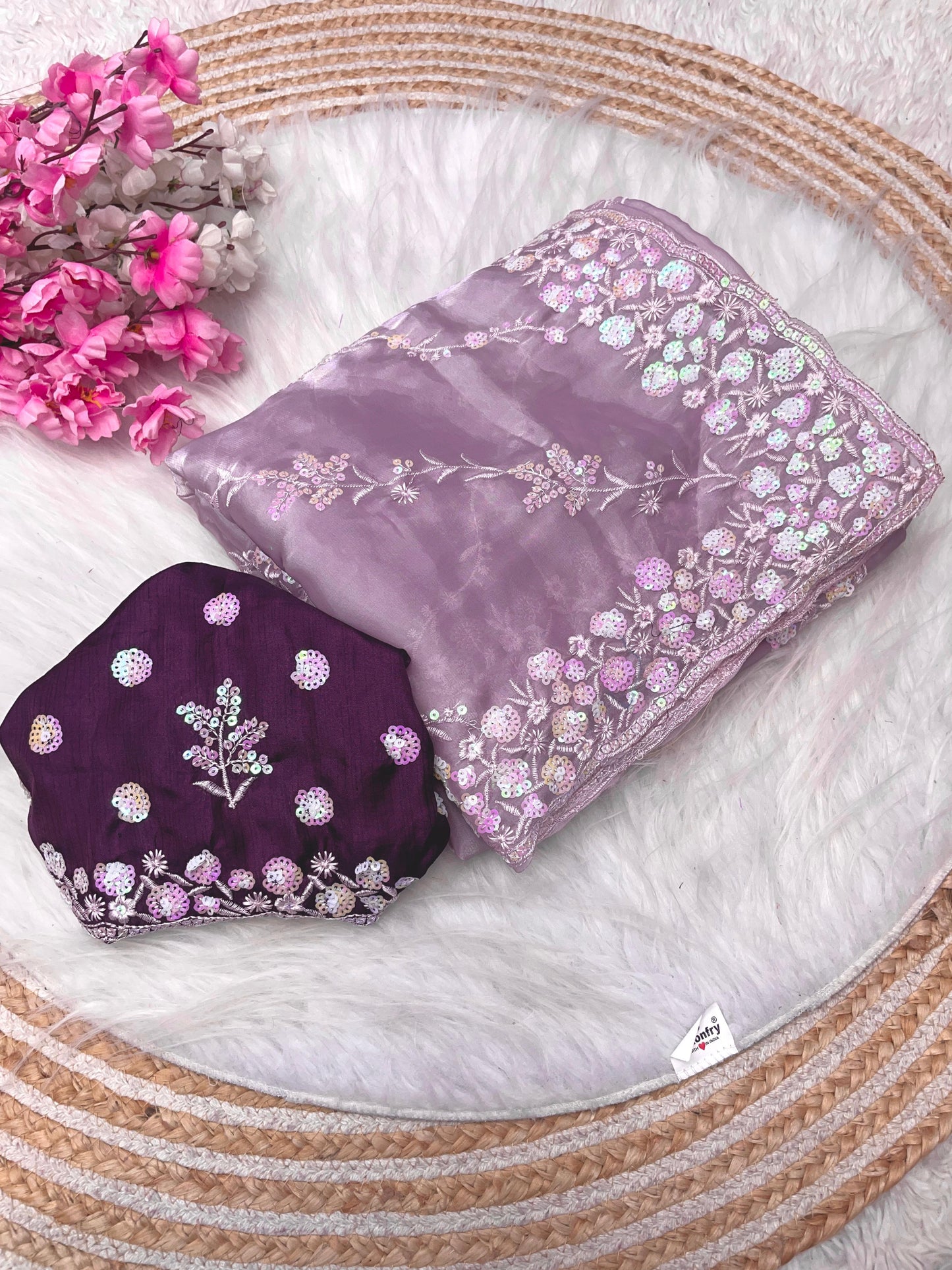 Zimmy Choo Satin With Aarco Border Saree